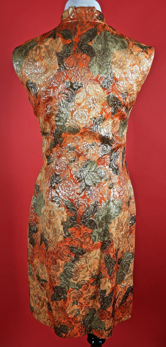 Nina Ricci Asian Style Orange Floral Dress - image 5