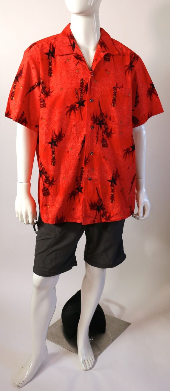 vintage Malihini Red Hawaiian Shirt Extra Large
