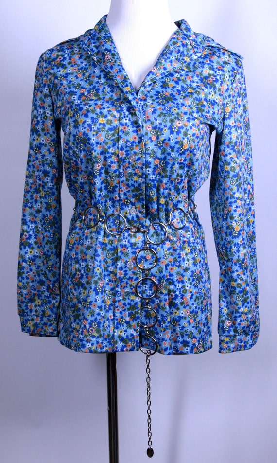 Retro Light Blue Floral Blouse made by STAGE 7