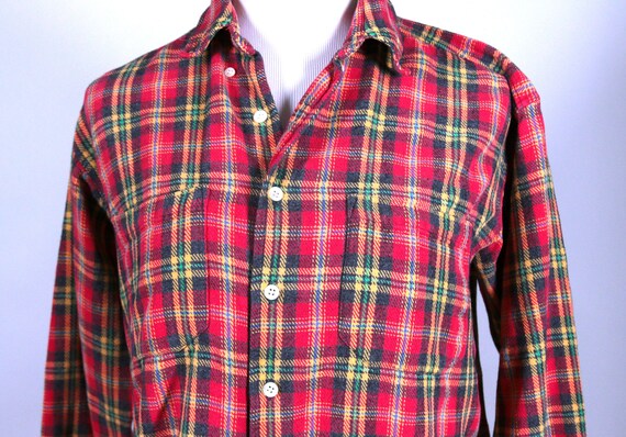 Vintage Unisex Red Flannel Plaid Shirt made by GAP - image 3