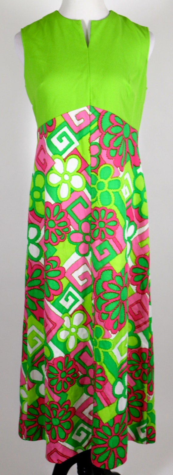 Vintage Lime Green and Psychedelic Fuchsia Green a