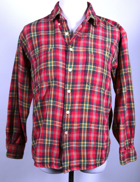 Vintage Unisex Red Flannel Plaid Shirt made by GAP - image 1