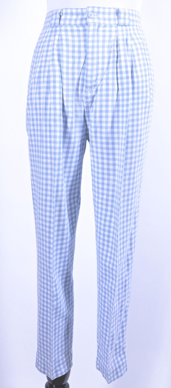 Vintage Blue and White Checkered Hounds Tooth Cot… - image 3