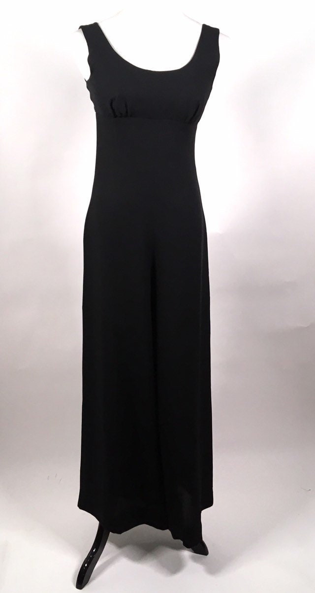 Vintage 1970's Black Jumpsuit Palazzo Empire Waist
