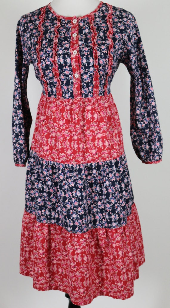 Red and Blue Flower Print Boho Festival dress 197… - image 2