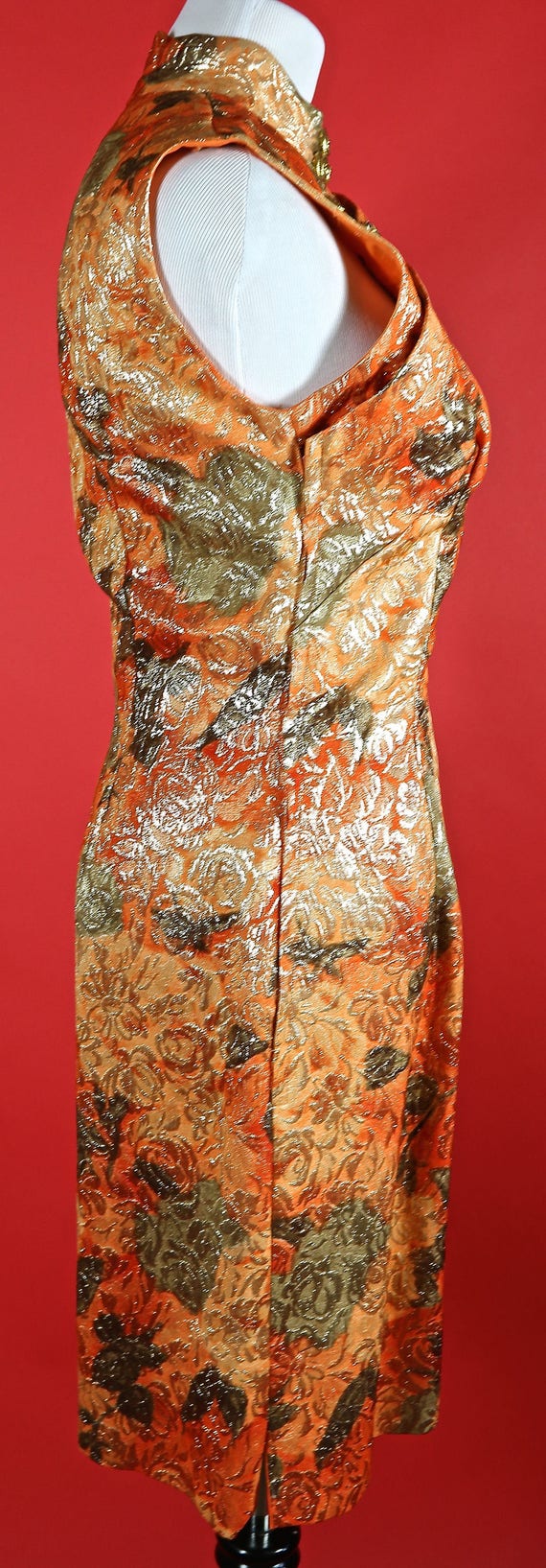 Nina Ricci Asian Style Orange Floral Dress - image 4