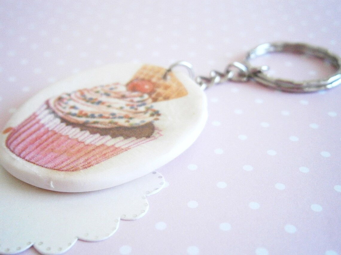 Cupcake Keychain Polymer Clay Keyring Fimo Charms Etsy