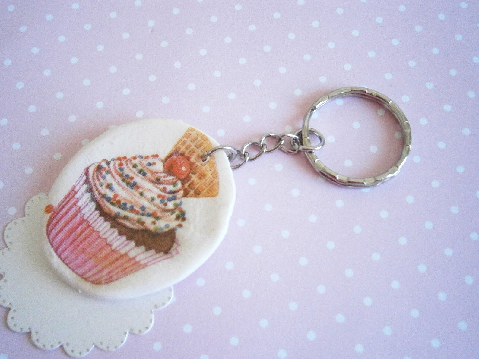 Cupcake Keychain Polymer Clay Keyring Fimo Charms Etsy