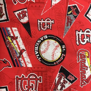 ST LOUIS Cardinals 60&quot; Wide Cotton Fabric By The Yard By The 1/2 Yard MLB