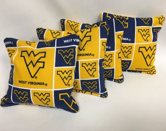 West Virginia 4 Cornhole Bags Bean Toss Print 2 Sides