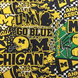 MICHIGAN  ncaa 45&quot; Cotton Fabric Sykel Enterprises