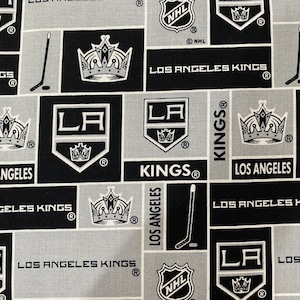 Los Angeles KINGS 45&quot; Wide Cotton Fabric By The Yard  By The 1/2 Yard NHL