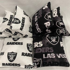 Las Vegas Raiders 8 Cornhole Bags Bean Toss 4 Of Each Print 2 Sides