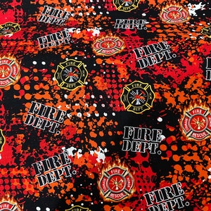 Firefighter Fire Department 100% Cotton Fabric By The Yard By The 1/2 Yard