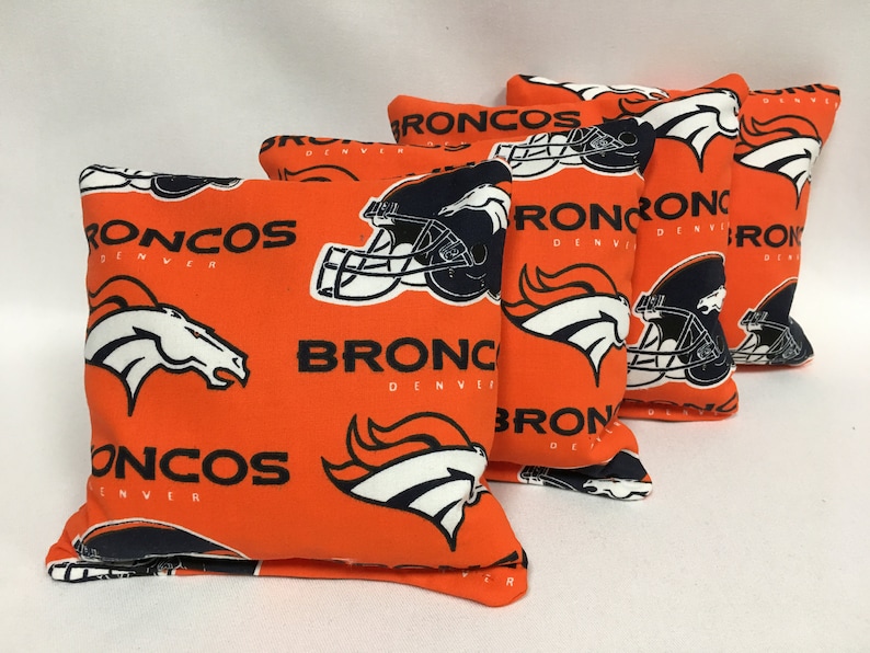 DENVER BRONCOS 4 Cornhole Bags Bean Toss Print 2 Sides Etsy