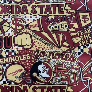 FLORIDA STATE Seminoles  ncaa 45&quot; Cotton Fabric Sykel Enterprises New Prints