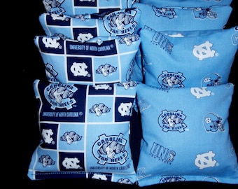 NORTH CAROLINA Tarheels 8 Cornhole Bags Bean Toss Print 2 Sides