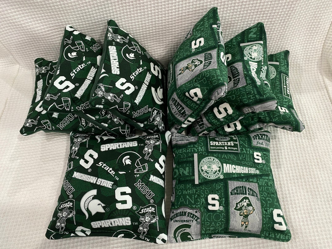Michigan State Spartans Cornhole Bean Bags – Set Of 8, Stick And Slick, Tailgate Toss