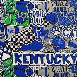KENTUCKY WILDCATS Print ncaa 45&quot; Cotton Fabric Sykel Enterprises