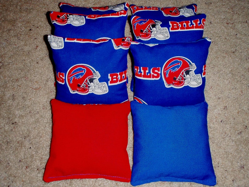 BUFFALO BILLS 8 Cornhole Bags Bean Toss Print Fronts With