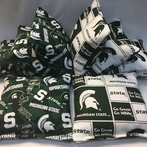 MICHIGAN STATE SPARTANS 8 Cornhole Bags Bean Toss 4 Of Each Print 2 Sides