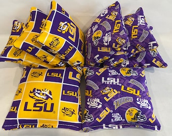 LSU TIGERS 8 Cornhole Bags Bean Toss 4 Of Each Print