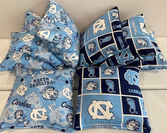 NORTH CAROLINA Tarheels 8 Cornhole Bags Bean Toss Print 2 Sides