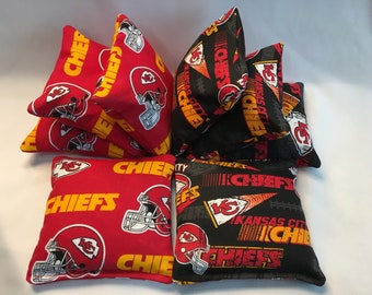 KANSAS CITY CHIEFS 8 Cornhole Bags Bean Toss Print 2 sides