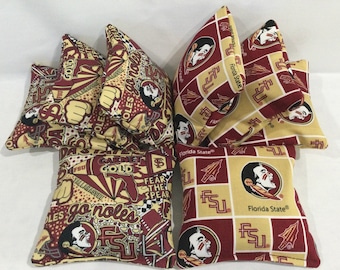 FLORIDA STATE SEMINOLES 8 Cornhole Bags Bean Toss 4 Of Each Print 2 Sides