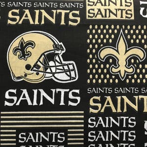 NEW ORLEANS Saints 60&quot; Wide Cotton Fabric By The Yard By The 1/2 Yard NFL
