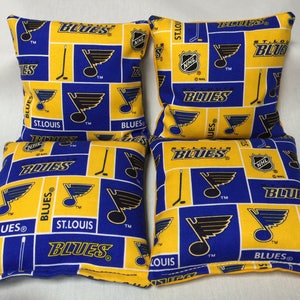 st louis blues red and yellow cornhole bags