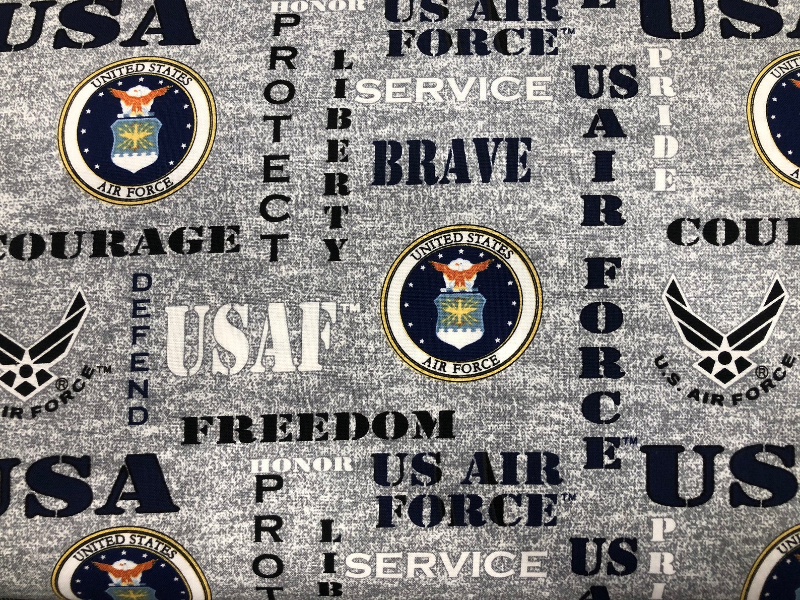 US AIR FORCE Military Cotton Fabric by the Yard by the 1/2 Etsy