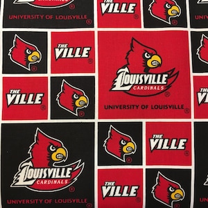 LOUISVILLE CARDINALS  ncaa 45&quot; Cotton Fabric Sykel Enterprises