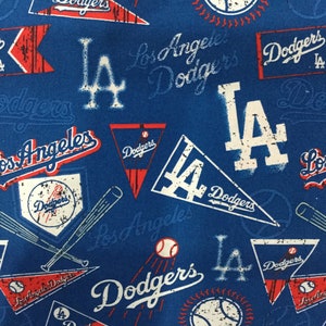 LOS ANGELES Dodgers 60&quot; Wide Cotton Fabric By The Yard By The 1/2 Yard MLB