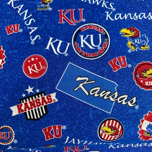 KANSAS JAYHAWKS  ncaa 45&quot; Cotton Fabric Sykel Enterprises