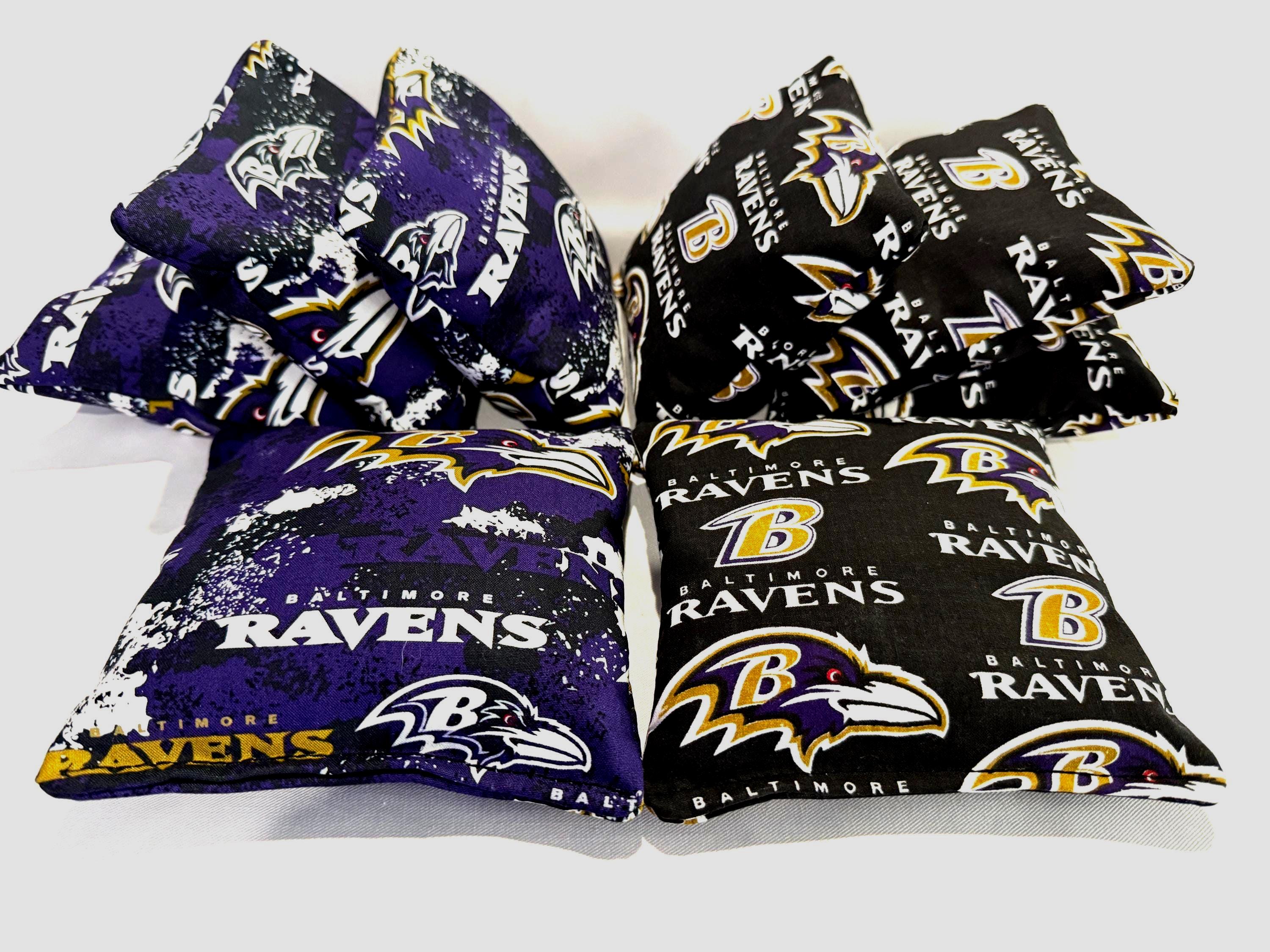 Baltimore Ravens 8 Cornhole Bags Bean Toss Print 2 Sides