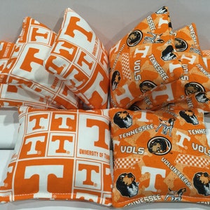TENNESSEE VOLUNTEERS 8 Cornhole Bags Bean Toss 4 Of Each Print 2 Sides