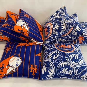 NEW YORK METS 8 Cornhole Bags Bean Toss Print 2 Sides