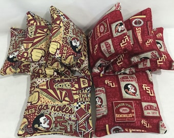 FLORIDA STATE SEMINOLES 8 Cornhole Bags Bean Toss 4 Of Each Print 2 Sides