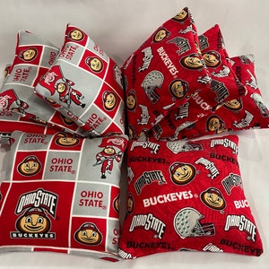 OHIO STATE BUCKEYES  8 Cornhole Bags Bean Toss Print 2 Sides