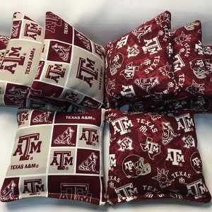 TEXAS A&M 8 Cornhole Bags Bean Toss Print 2 Sides