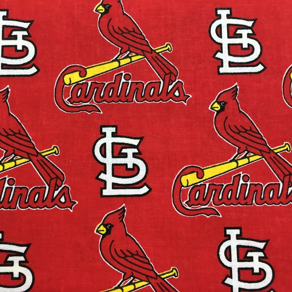 ST LOUIS Cardinals 60" Wide Cotton Fabric By The Yard By The 1/2 Yard MLB