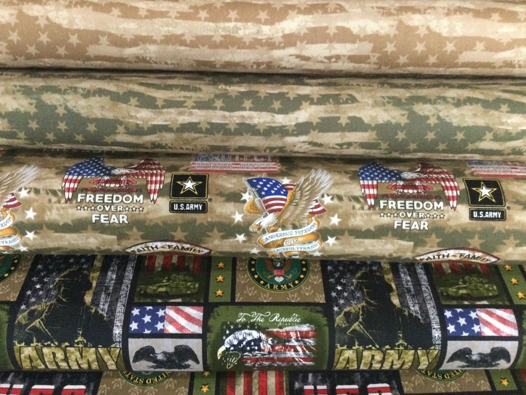 US ARMY Military Cotton Fabric by the Yard 4 Prints Etsy