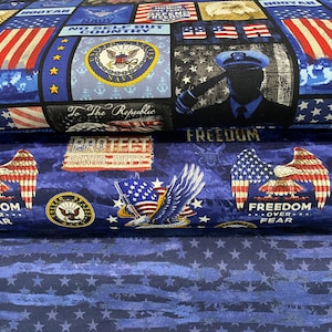 US NAVY Military Cotton Fabric By The Yard 3 Prints