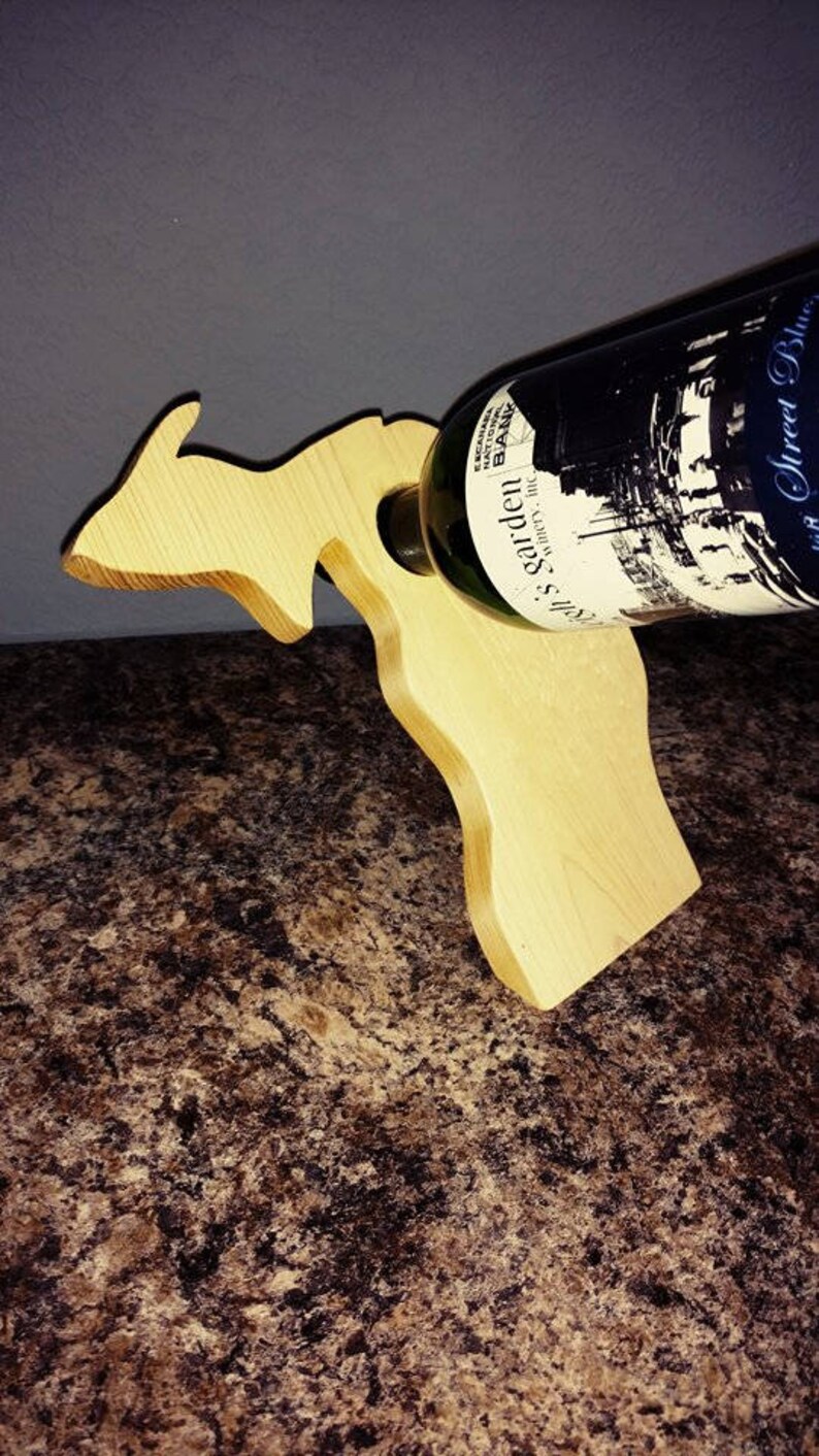 Michigan Wine Holder is a truly unique wine gift Gravity Etsy