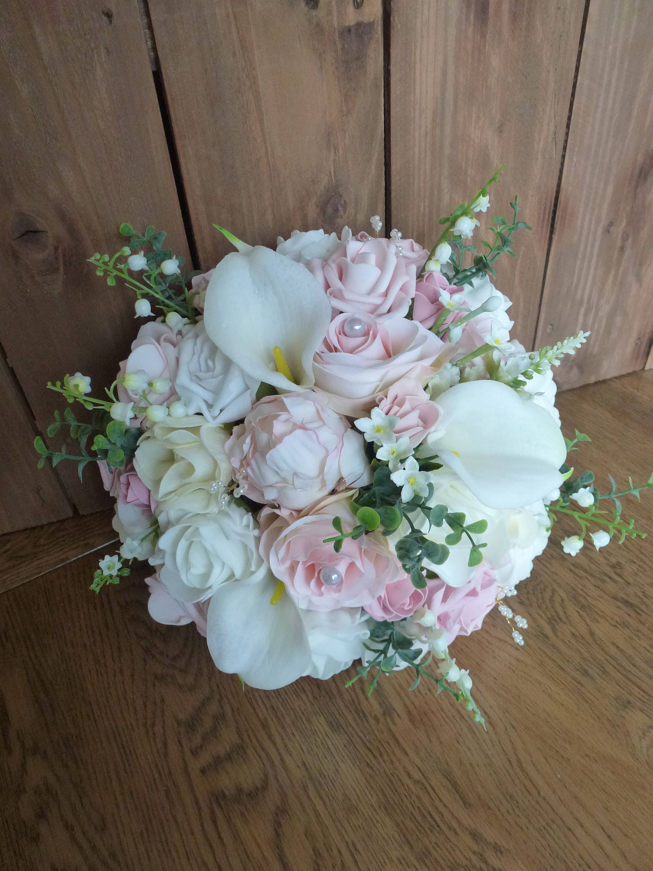 Bespoke Blush Pink and Ivory Rose and Calla Lily Wedding - Etsy UK