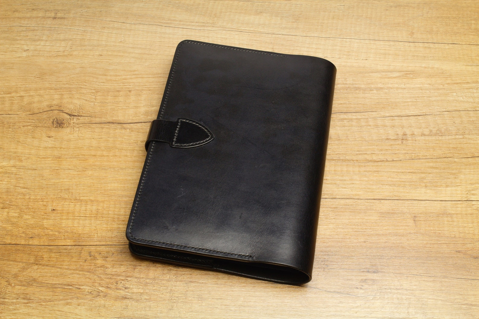 A5 moleskine black leather notebook cover with snap closure Etsy