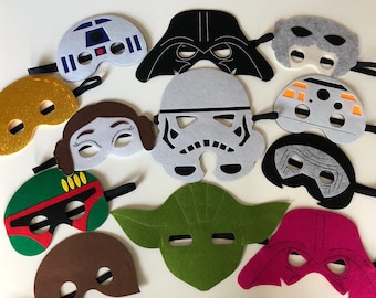 Star Wars Party Pack. Darth Vader, Storm Trooper, Yoda masks - Birthday party favors, costume, capes, costumes, dress up, cosplay.