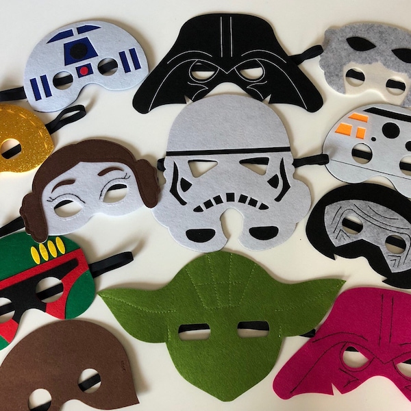 Star Wars Party Pack. Darth Vader, Storm Trooper, Yoda masks - Birthday party favors, costume, capes, costumes, dress up, cosplay.