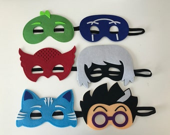 PJ masks and Villains ~ PJ Masks Costume ~ Gekko, Catboy & Owlette birthday party favors, - superhero masks